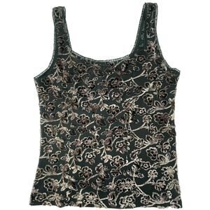 Arianne Women’s Velvet Burnout Cami Corset Tank, Sz XL Fairy Goth Floral Y2K 90s